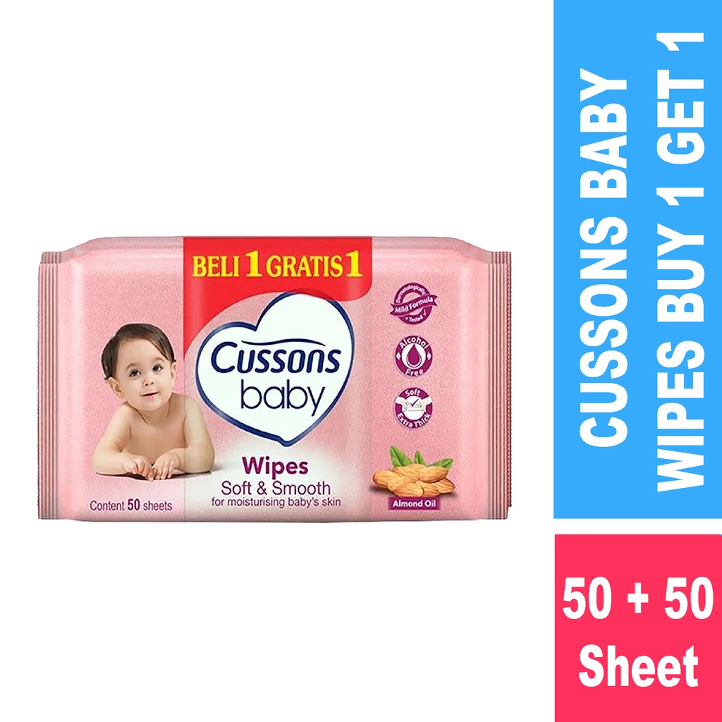 Bisa COD Cussons Baby Wipes Fresh &amp; Nourish Ganti Popok 50's X2 / Cussons Baby Wipes Soft &amp; Smooth Ganti Popok