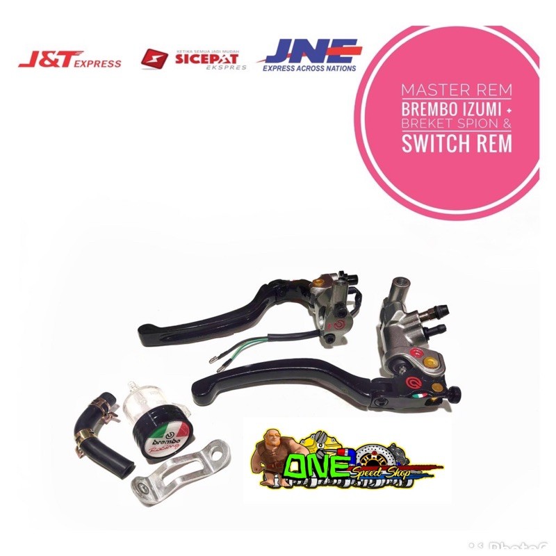 Master rem full cnc lengkap dengan switch rem+Dudukan spion universal