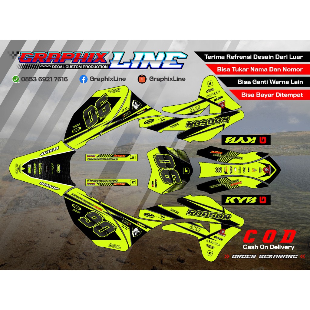 

stiker Decal KLX Gordon Kuning Stabilo Keren Sticker Fullbody