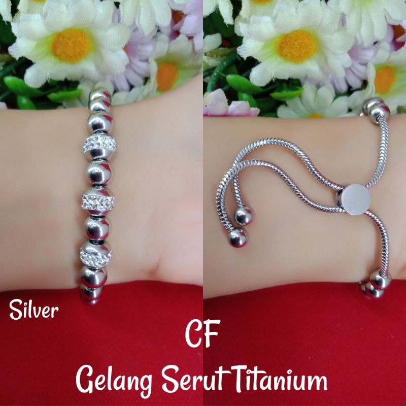 gelang silver serut titanium