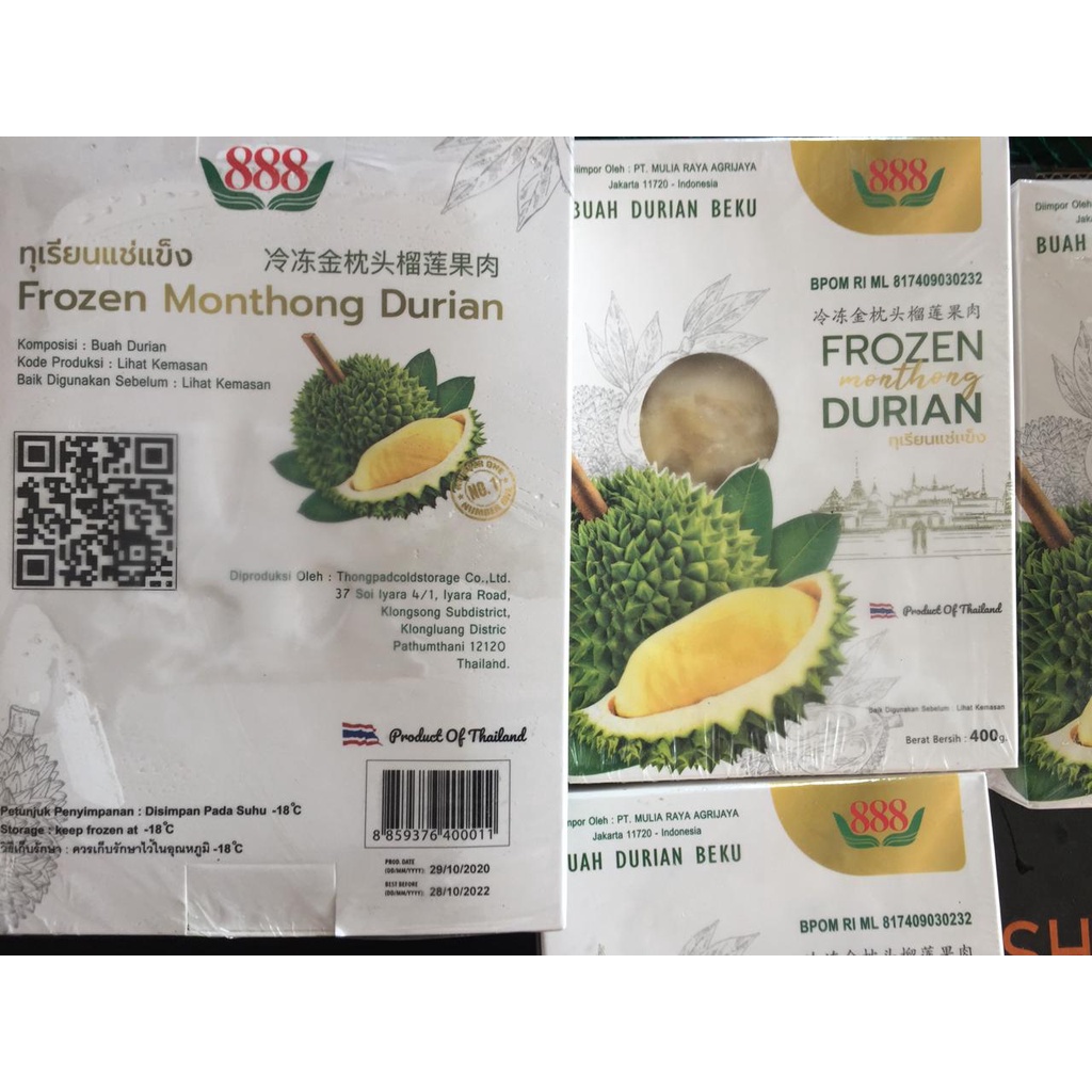 Durian Monthong Thailand Enak | Seed Pulp | Frozen Monthong Thailand