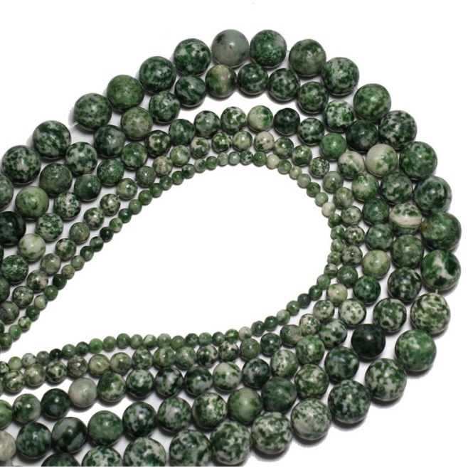 Natural Stone Bead Fashion Green Dot Emerald Loose Spacer Beads