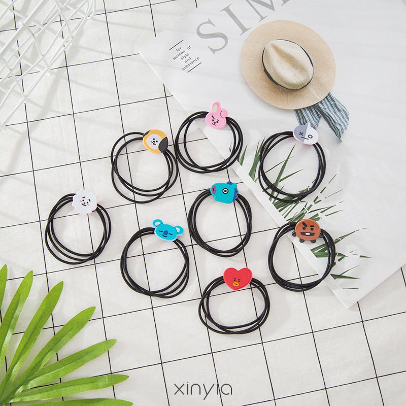 Bts Korea Bt21 Hair Ring High Elastic Simple Hair Rope Creative