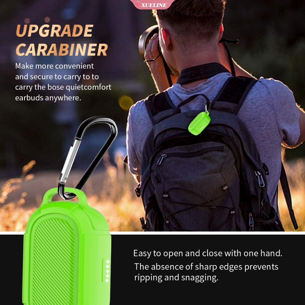 Case Pelindung Earbud Wireless Bahan Silikon Dengan Carabiner Untuk Bose Sport