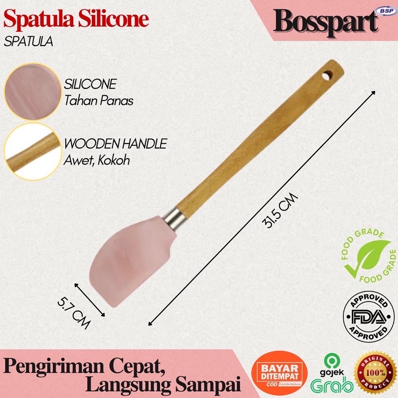 Silicone Utensil Set 7pcs / Kitchen Silicon Utensil Set / Sodet Silikon / Spatula Set 7pcs / Spatula Gagang Kayu