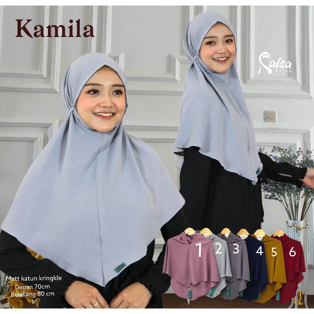 Khimar Kamila Lengan Tali Raisa Hijab Bahan Katun Krinkle Hijab Instan Ori