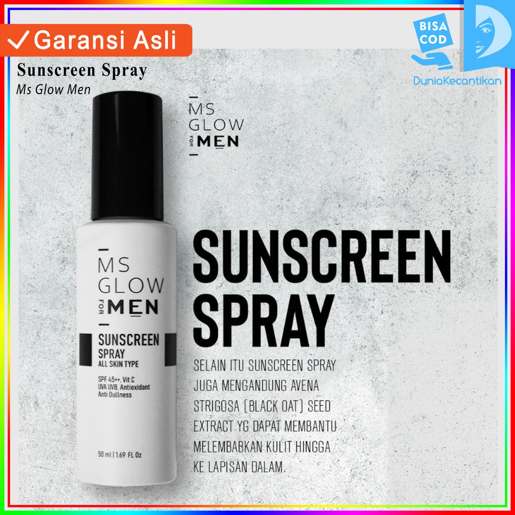 Ms Glow Men Facial Wash Serum Wajah Sunscreen Spray MsGlow For Men Cream Wajah Paket Perawatan untuk Cowok Skincare Pria