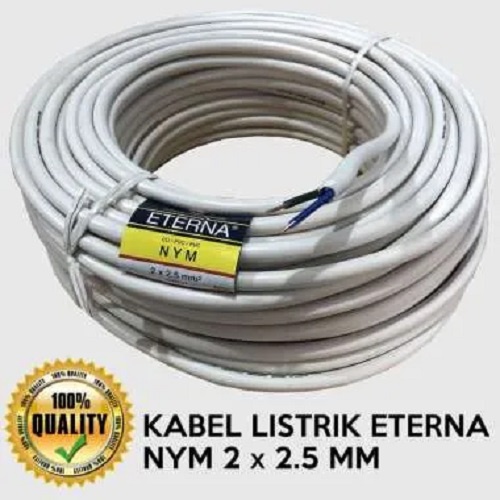 Kabel ETERNA Isi 2x2,5 mm Kabel Listrik Tembaga Kuningan / Kabel Instalasi Kabel Listrik Tunggal Isi 2 NYM