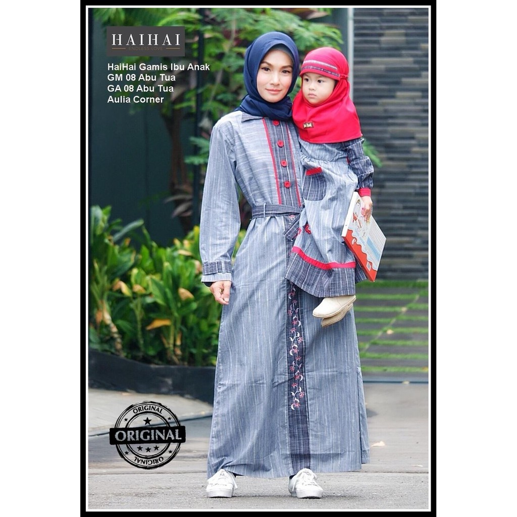 Limited Edition Haihai Gm 08 Ga 08 Abu Model Baju Gamis Pesta