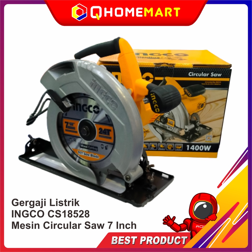 Gergaji Listrik INGCO CS18528 Mesin Circular Saw 7 Inch