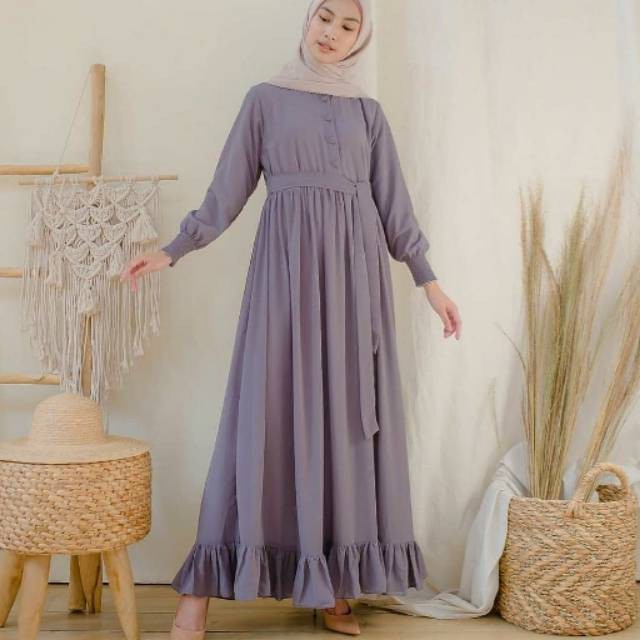 Gamis Dress Maxy Termurah Kekinian/Fashion Wanita Muslim Baju Gamis Terbaru Busui - Marwah Dress-Lavender