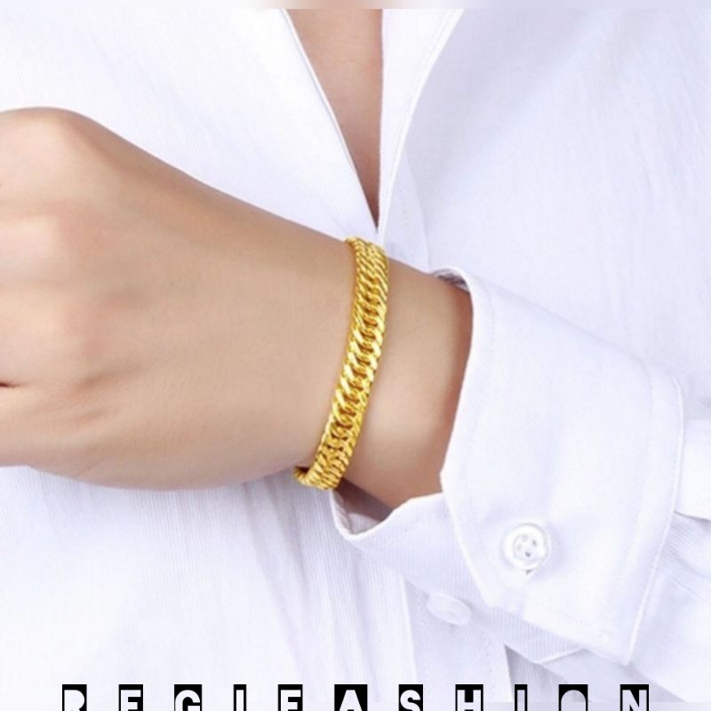 Gelang Titanium Rantai Gold 19CM Anti Karat Tidak Luntur (GARANSI)