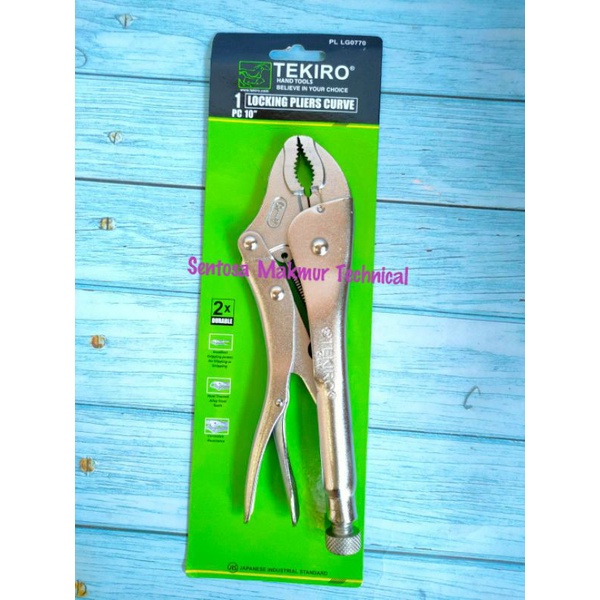 TEKIRO 10&quot; Tang Bais Buaya Bulat Bengkok Curved Locking Plier 10 Inchi