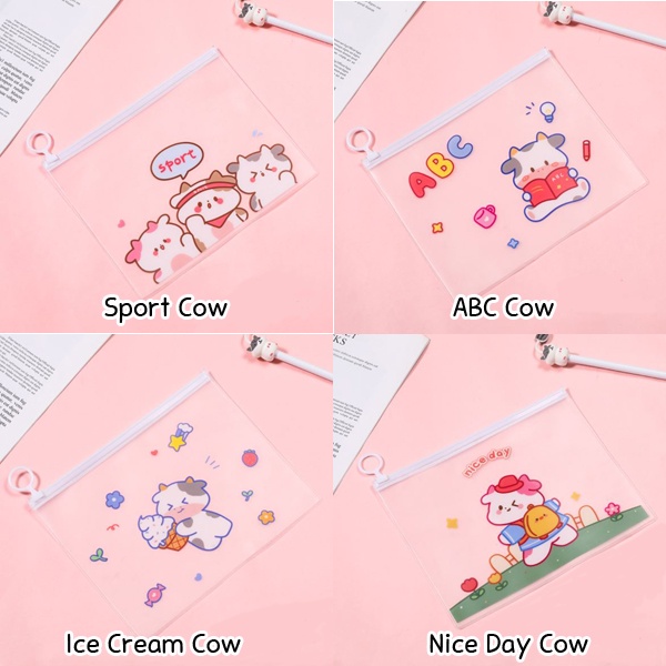 Zipperbag tempat pensil cute cow sapi lucu MK1151-2