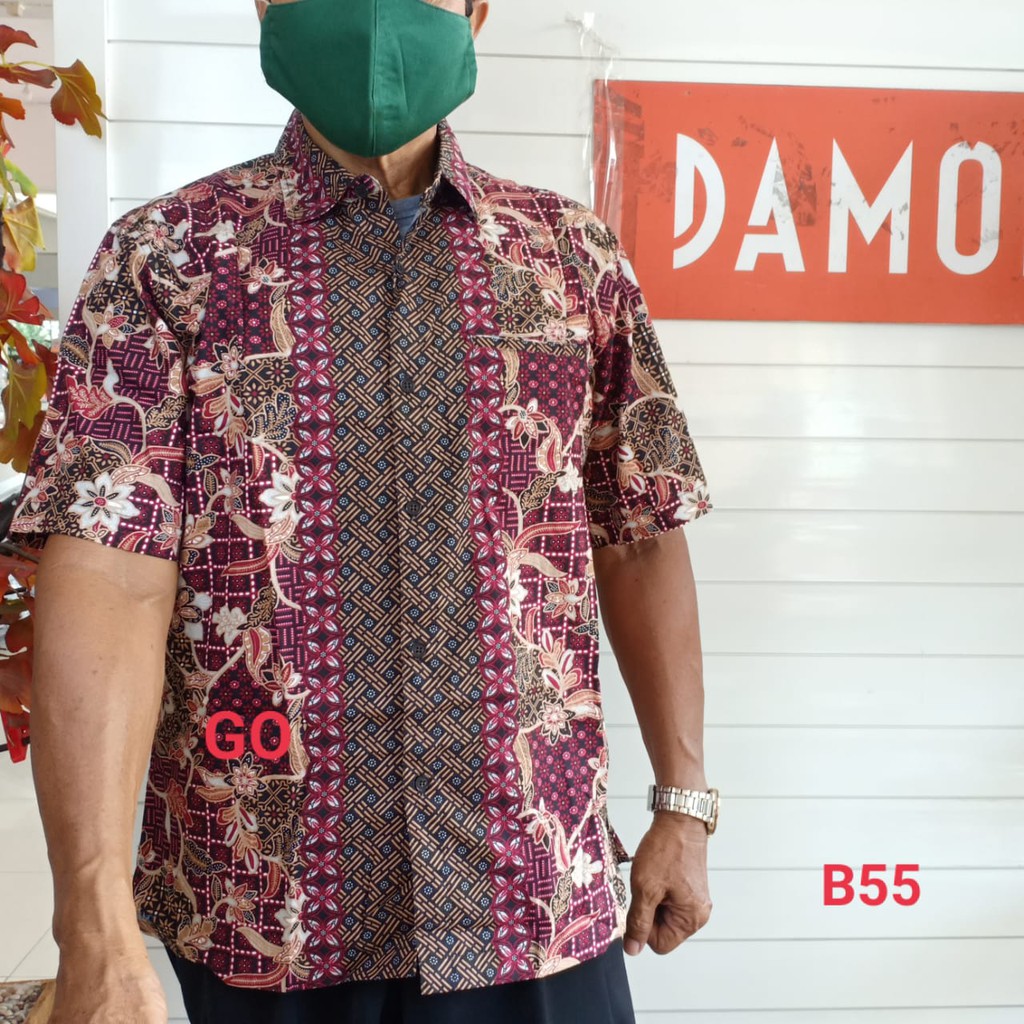 gof B DAMOR (CRESSIDA) KEMEJA BATIK Cowok Pakaian Pria Baju Batik Dewasa Lengan Pendek