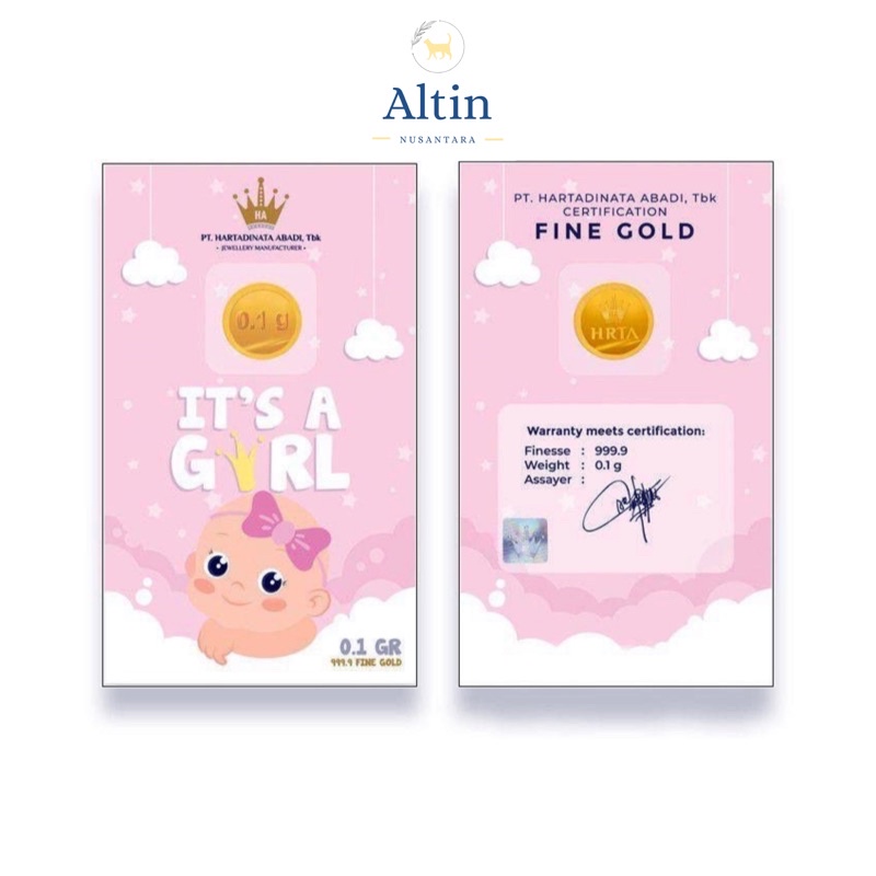 Emas PT. Hartadinata Abadi, Tbk Gift Series 0.1 Gram Kadar 24K Newborn It’s a Girl