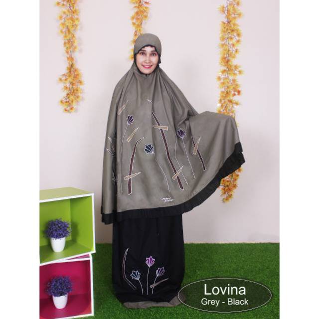 mukena abu - mukena fathiya lovina.bukan mukena pasangan/ mukena hitam coupke