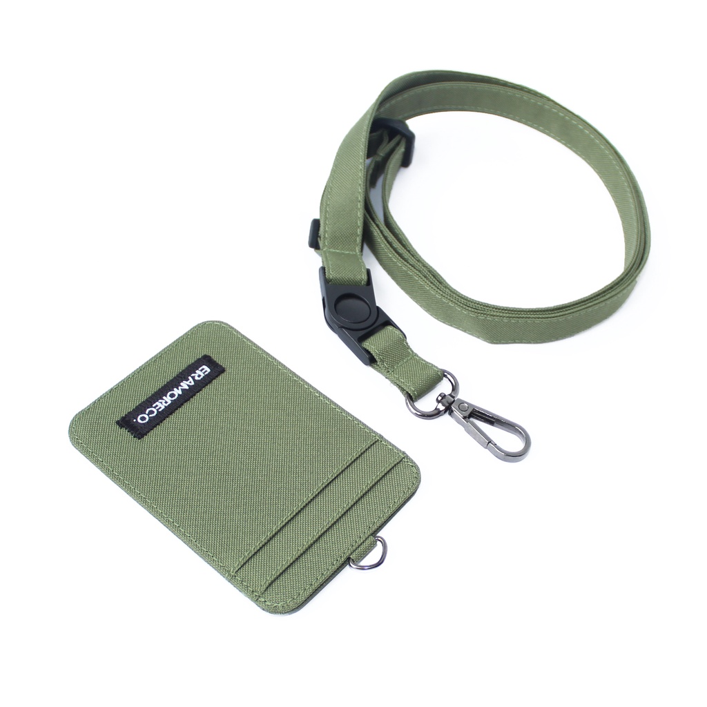 EMID99 name tag gantungan dompet ID card holder tali lanyard kartu hijau army