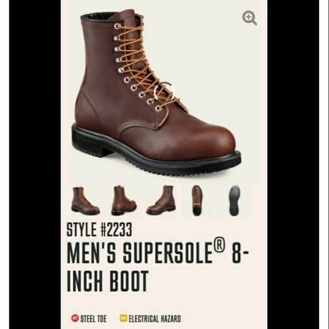 MEN'S 2233 Electrical Hazard Steel Toe SuperSole REDWING'S SHOES ORIGINAL USA