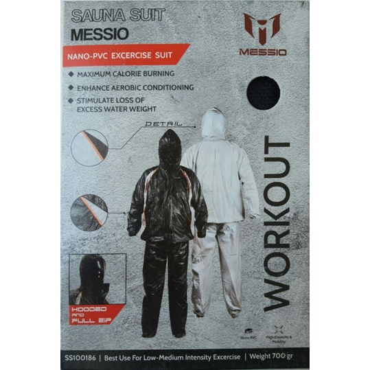 Messio Setelan Jaket Sauna Olahraga Premium Ukuran Dewasa Ukuran jumbo Sauna Suit Messio Jumbo Jaket Sauna Jogging