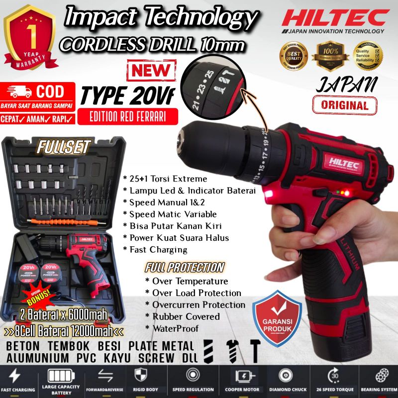 Ready Mesin Bor Baterai 15V Hiltec