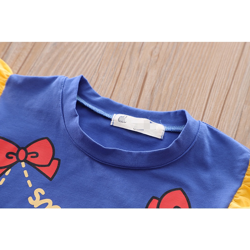 Dress T Shirt anak perempuan import Motif Princess Elsa Snow White Pita