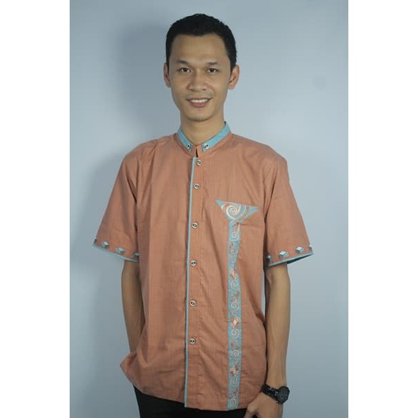 MY BAJU KOKO PRIA BORDIR CASUAL KODE AD114 ORANGE