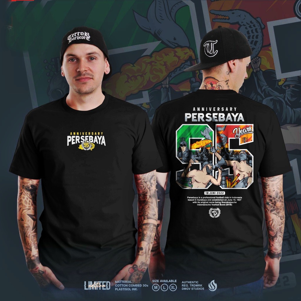 Kaos Anniversary Persebaya Surabaya 95 Tshirt Suporter Bola Baju Distro  kaos persebaya  deoan belak