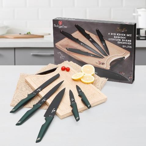 

Pisau Set/Berlinger Haus 6 Pcs Knife Set Emerald With Bamboo Cutting Grosiranxixi