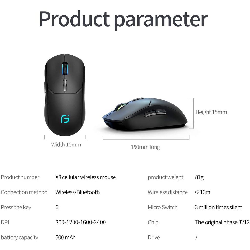 X8 WIRELESS SILENT MOUSE - 2.4 Ghz + Bluetooth 5.0 , DPI , Chargeable