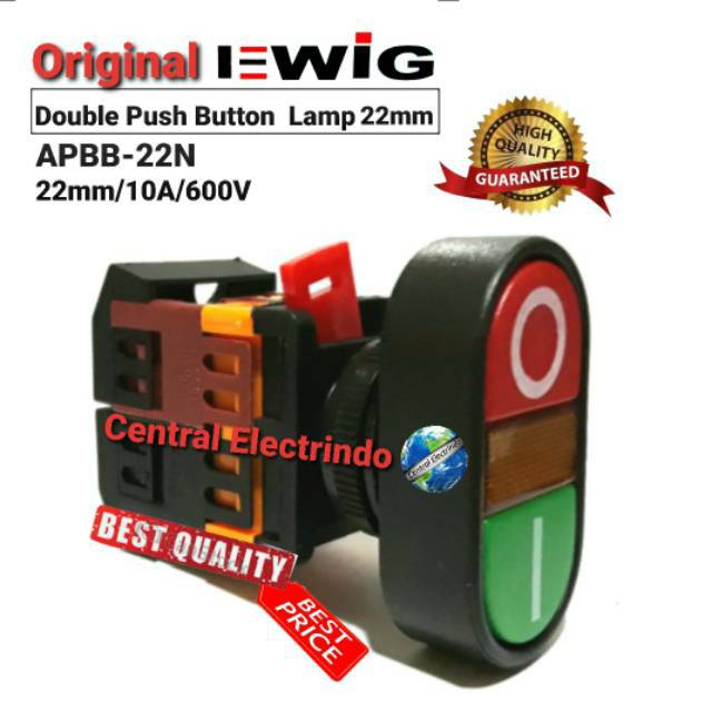 Double Push Buttton Oval EWIG APBB22N 22mm 10A 600V.