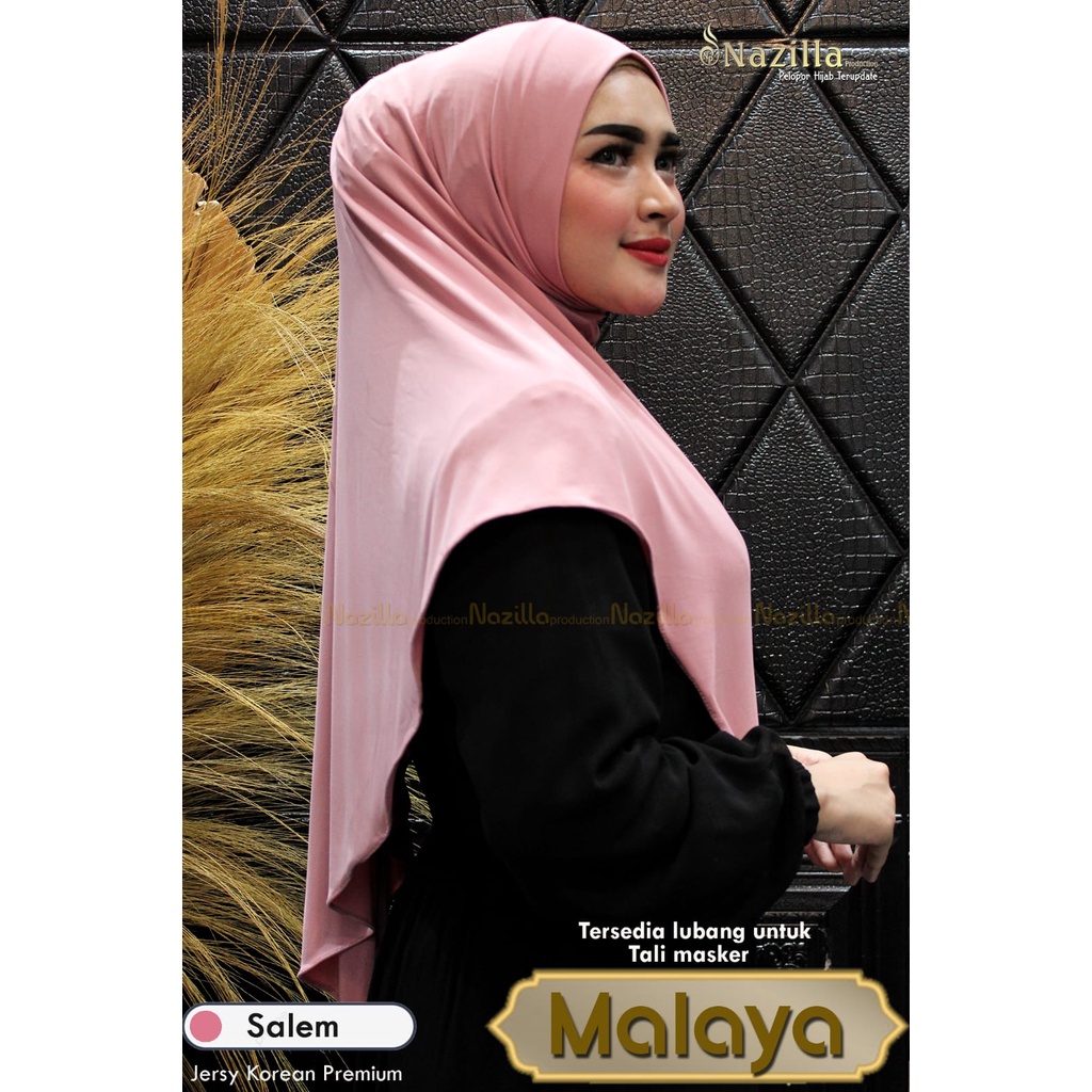 Hijab Simpel Malaya ada lubang telinga untuk masker Original Nazzila-Salem