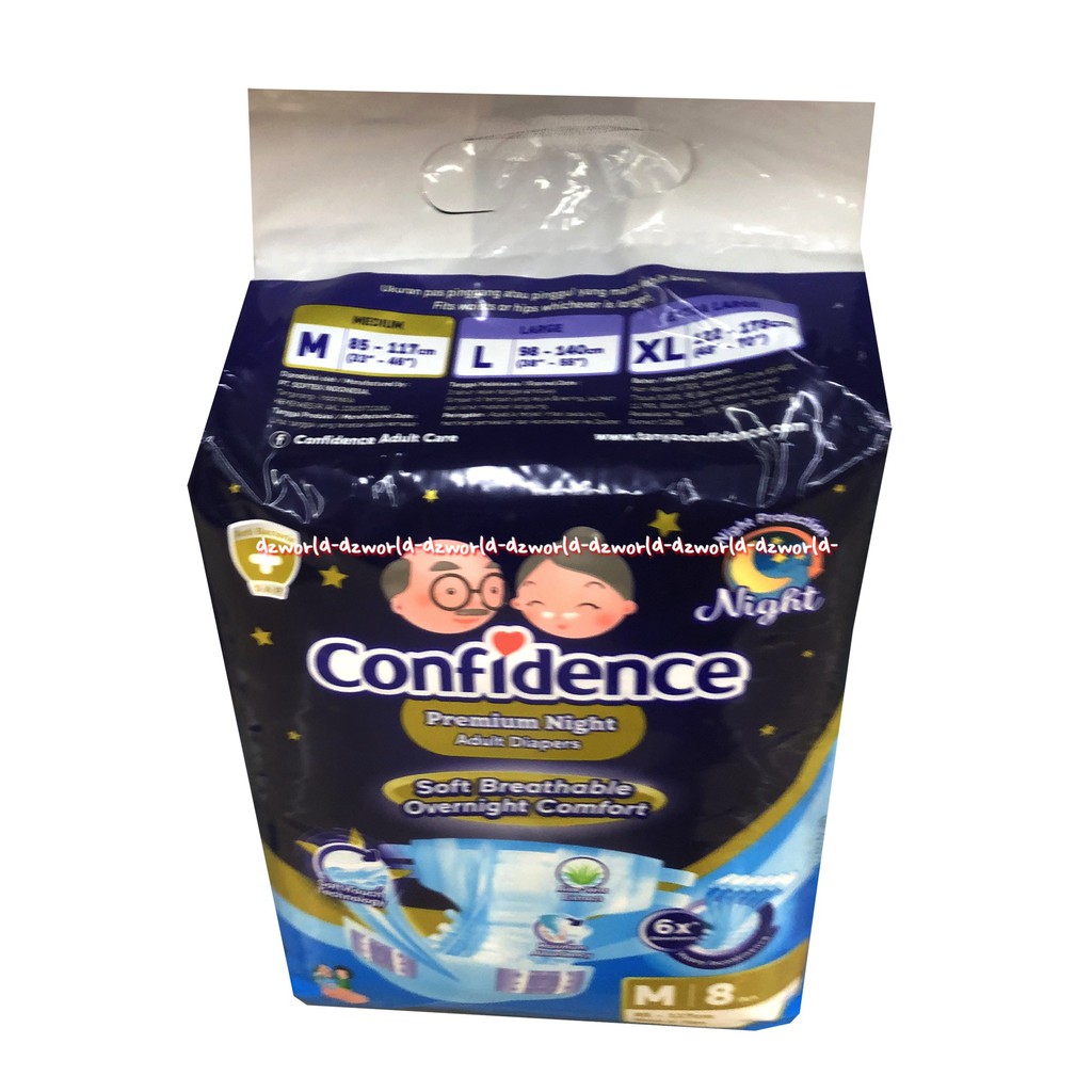 Confidence Premium Night M 8 Popok Perekat Lembut Konfidence Confiden Diapers Orang Tua Ortu Lansia Dewasa Untuk Malam Hari M8 Ukuran Medium Isi 8pads