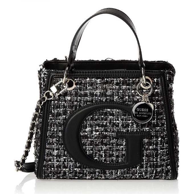 GUESS - CHRISSY TOP HANDLE TWEED TAS SELEMPANG WANITA (BLACK)