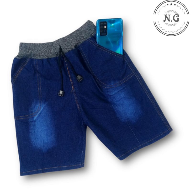 Celana Pendek Anak Laki JEANS PENDEK ANAK 1-12 TAHUN /CELANA JEANS PENDEK ANAK PINGGANG RIB TALI
