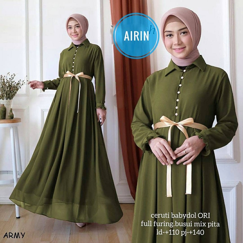 AIRIN DRESS  CERUTI BABYDOLL Baju Gamis Wanita Hijab Muslimah Murah Baju Model Terbaru Kekinian 2021