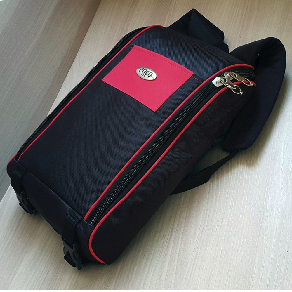 Backpack POLO  Desain Polo Tabung Tas Pria Tas Ransel Pria Tas Tabung Tas Kerja Tas Ransel Laptop Tas POLO Tas Ransel POLO PL 0080 - RED + Raincover