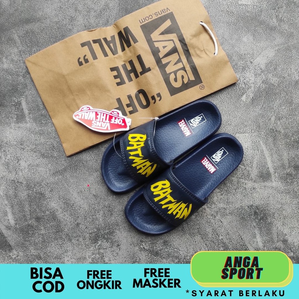 SANDAL SLOP ANAK VANS LAKI LAKI PEREMPUAN MOTIF BATMAN / SENDAL KARET RINGAN / SANDAL SLIDE KIDS