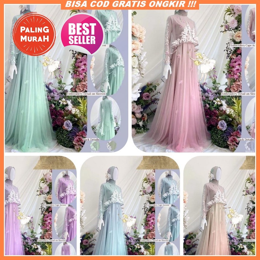 Baju Gamis Wanita Remaja Terbaru 2021 2022 Model Kekinian Bahan Brukat Modern Pesta Kondangan Mewah 
