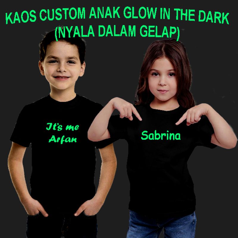 Kaos Custom Anak GLOW IN THE DARK