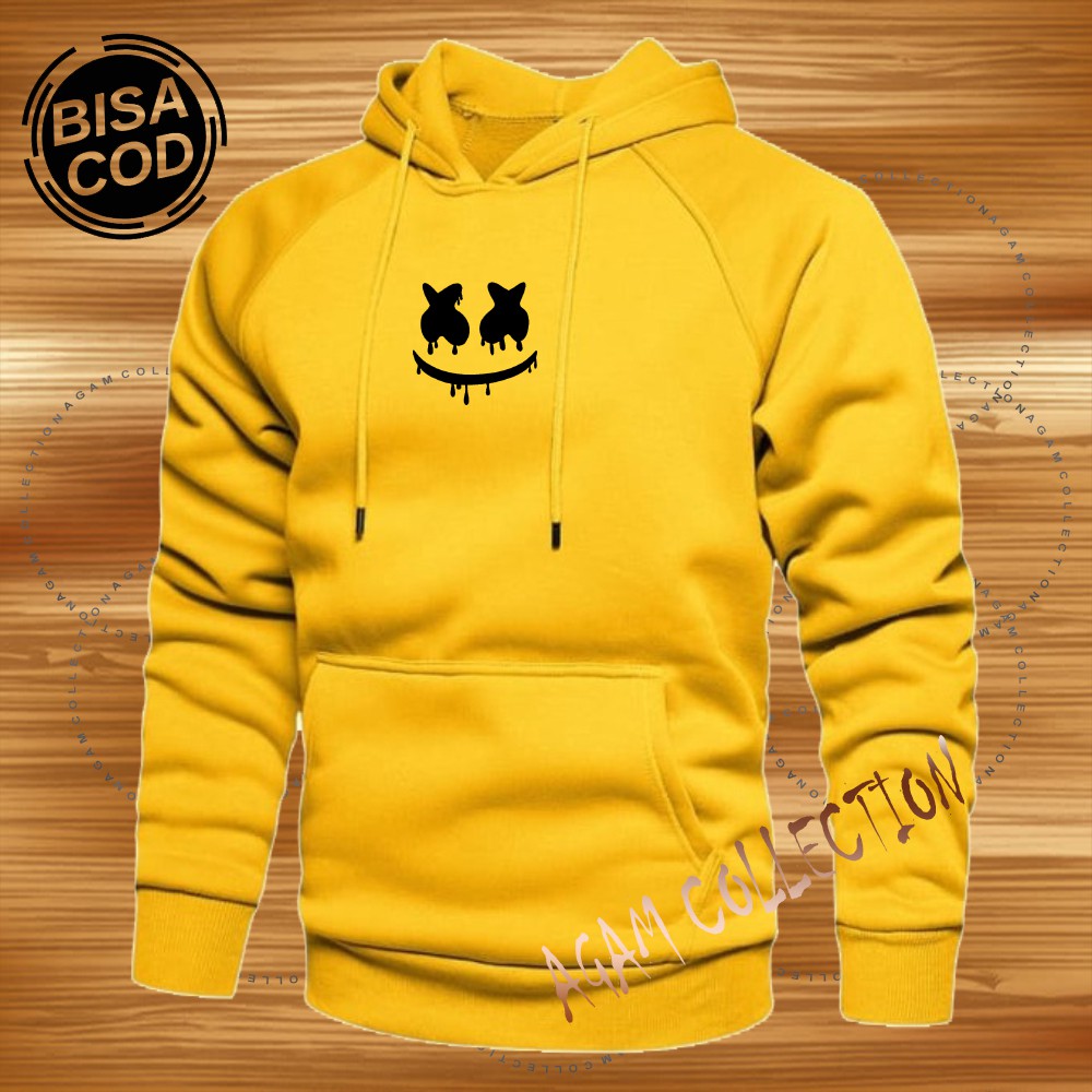 Agam collection Sweater Hoodie Distro Logo Marshmello Premium Text Hitam Pria Wanita