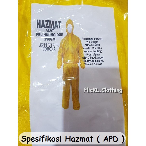 Hazmat suit baju Alat Pelindung Diri (APD) coverall hazmat suit