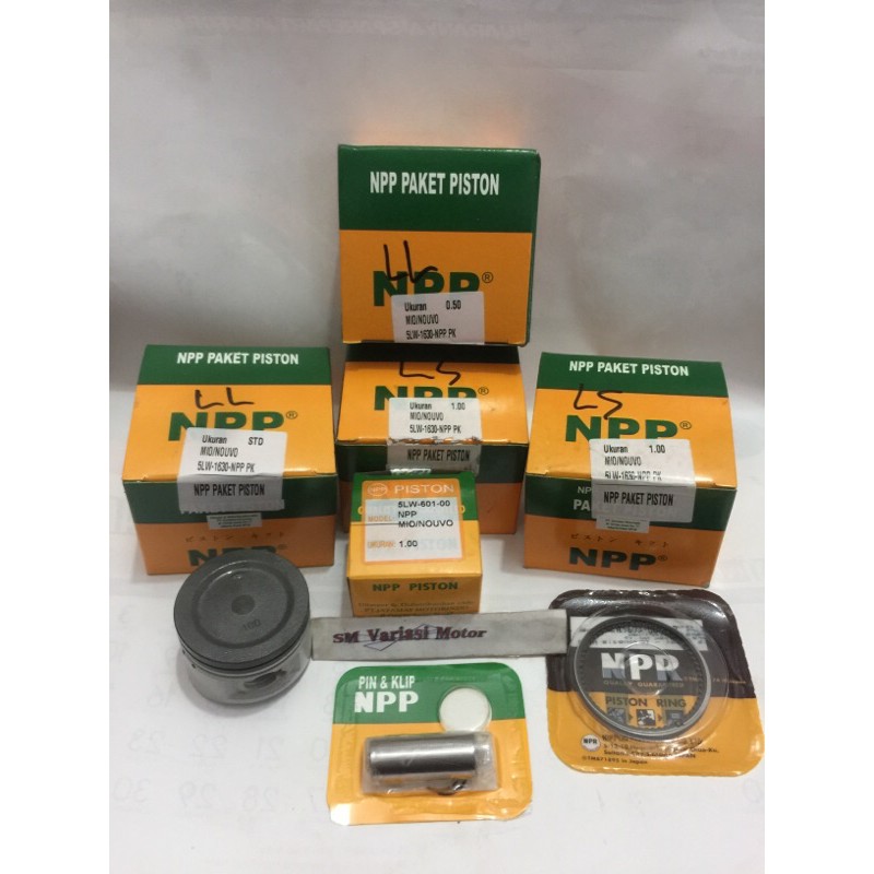 Paket Piston Kit Ring Seher NPP Mio Smile, Sporty, Soul, Fino (Karbu)  - Oversize Standar, 50, 100