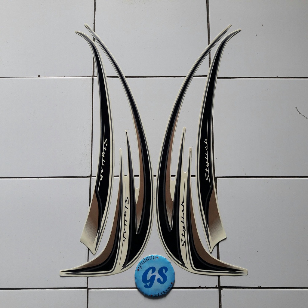 STIKER STRIPING LIS LES BODY MOTOR HONDA SCOOPY STYLISH 2015 CREAM