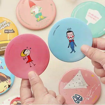 PA Cermin Kaca Bulat Kecil Dandan Rias Motif Kartun Lucu Murah Make Up Cosmetic Kosmetik - PR081