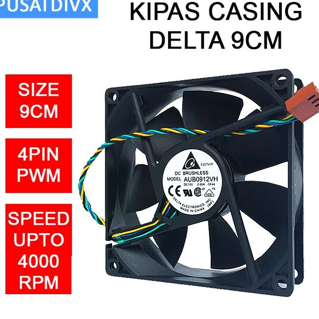 Kipas Delta 9cm 90mm 4000rpm 4pin PWM Fan Case PC Casing Komputer DC