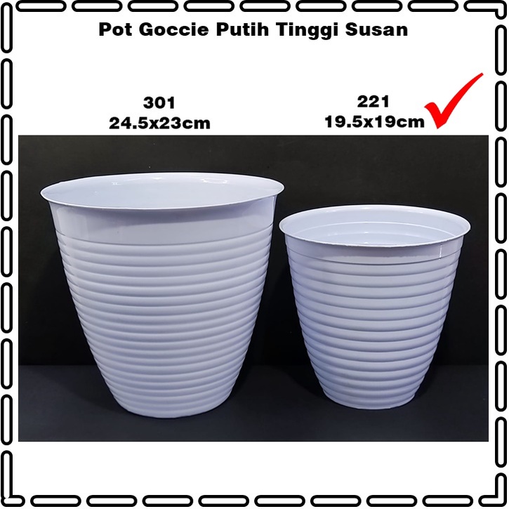 RML1065G Pot Tanaman Bulat Goccie Putih Tinggi Susan 221