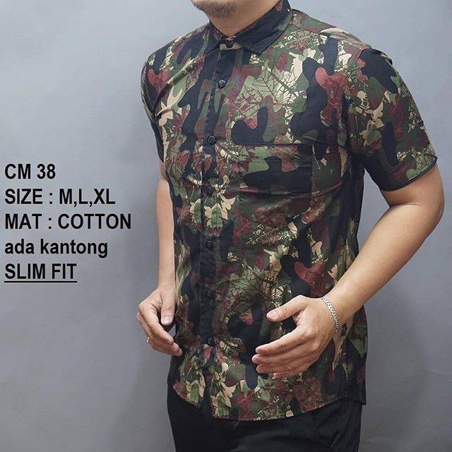 Ada Saku KEMEJA SLIM FIT PRIA BATIK SLIMFIT REAL PICT ORIGINAL BAJU MERK LUIGI BATANI CM38