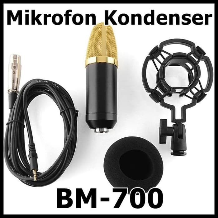 Taffware Mikrofon Kondenser Studio dengan Shock Proof Mount BM 700