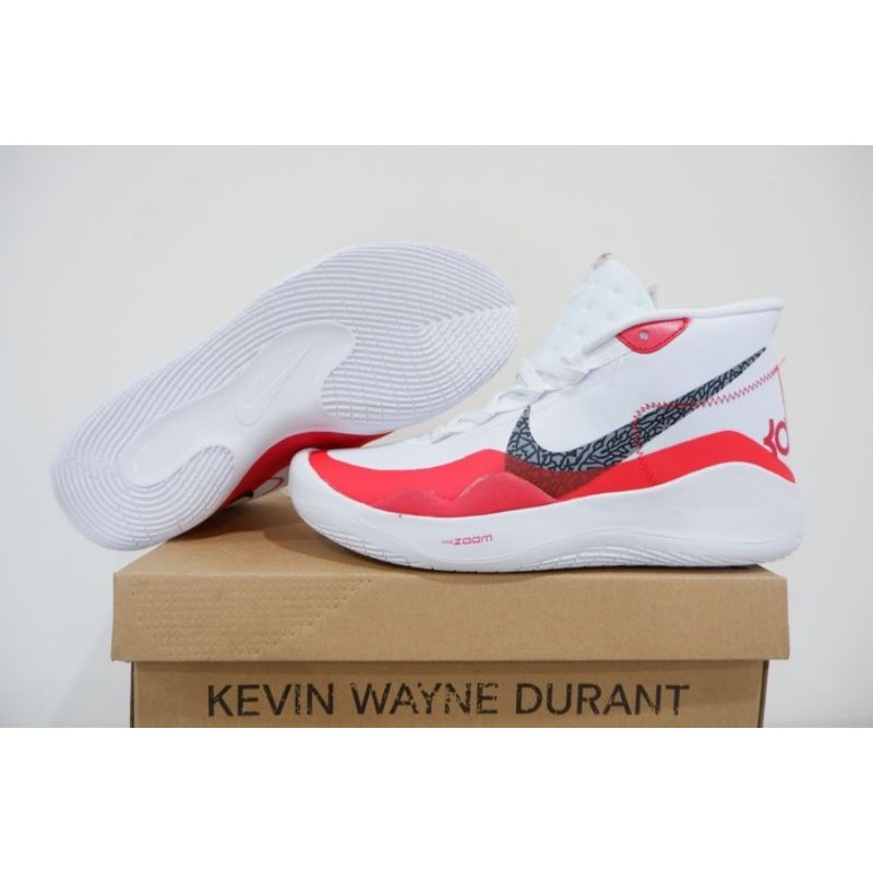 NIKE KD 12 "WHITE/GYM RED-BLACK"PK (Perfect Kicks) QualityBNIB (Brand New In Box)